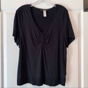 Jones New York Woman V Neck Black Top
